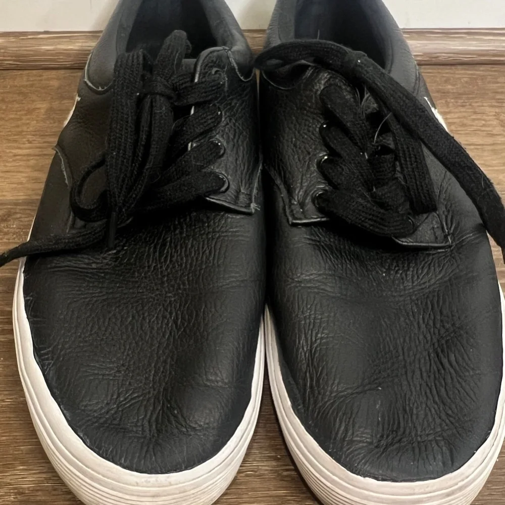 Polo Ralph Lauren Felton Leather Men's Low-Top Casual Sneakers, Black/White, 12 - Picture 6 of 13